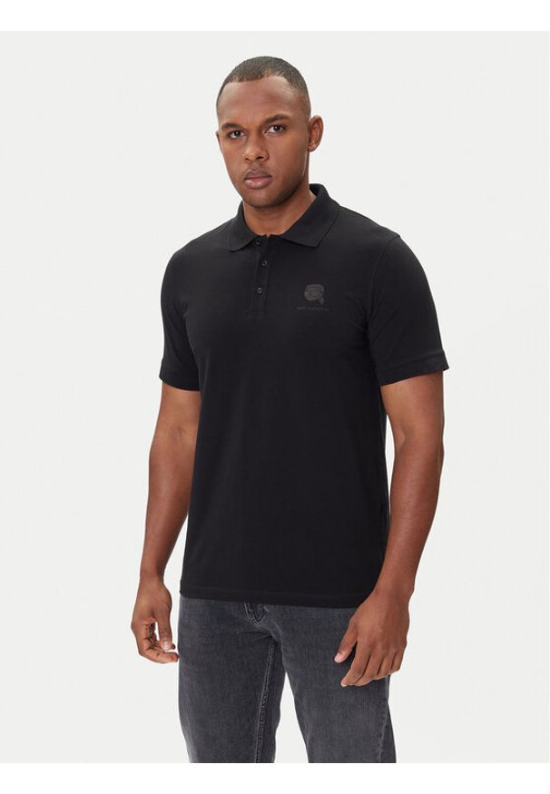Karl Lagerfeld - KARL LAGERFELD Polo 745015 554221 Czarny Regular Fit. Typ kołnierza: polo. Kolor: czarny. Materiał: bawełna