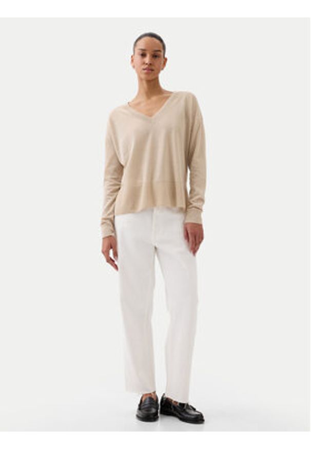 GAP - Gap Sweter 854769-02 Beżowy Relaxed Fit. Kolor: beżowy. Materiał: syntetyk