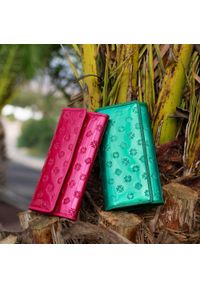 Wittchen - Damski portfel z lakierowanej skóry z monogramem zielony. Kolor: zielony. Materiał: skóra, lakier #4