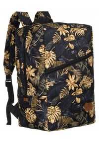 Plecak z uchwytem na walizkę czarno-złoty Peterson PTN PLEC-02. Kolor: wielokolorowy, czarny, złoty. Wzór: nadruk, aplikacja