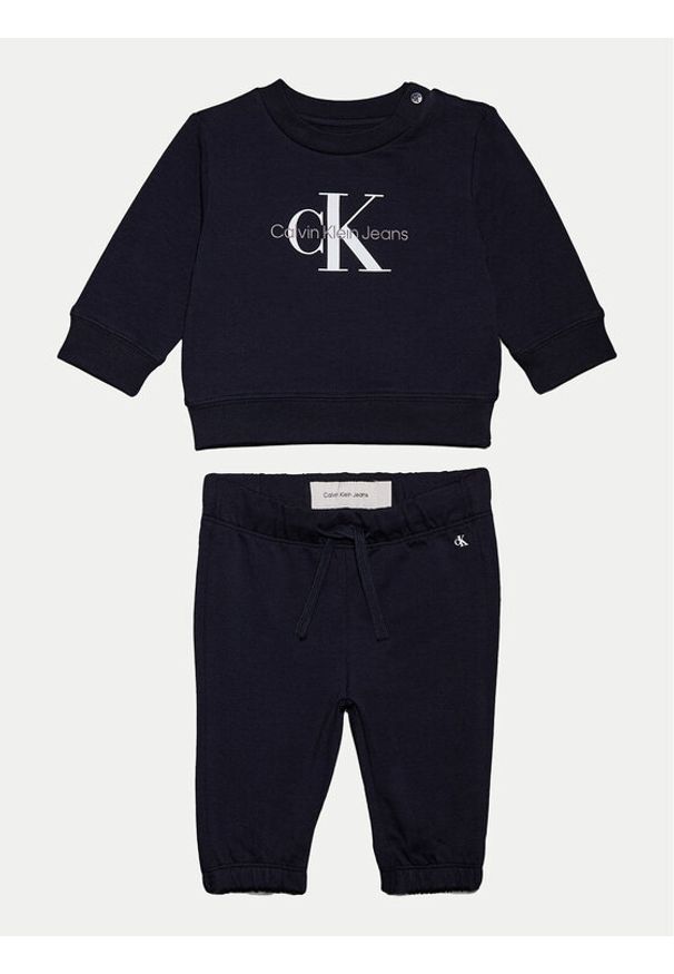 Calvin Klein Jeans Dres Monogram IN0IN00017 Niebieski Regular Fit. Kolor: niebieski. Materiał: bawełna