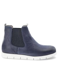 Granatowe Botki Karino Wsuwane Obuwie Damskie. Zapięcie: bez zapięcia. Kolor: niebieski. Materiał: jeans, skóra. Styl: elegancki #3