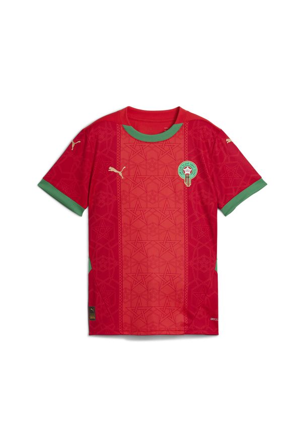 Puma - Młodzieżowa koszulka domowa Maroko 2025 PUMA Red Archive Green. Kolor: czerwony, zielony, wielokolorowy. Sport: piłka nożna