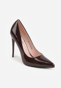 Renee - Brązowe Szpilki Cassildi. Kolor: brązowy. Materiał: jeans. Obcas: na szpilce. Wysokość obcasa: średni #5