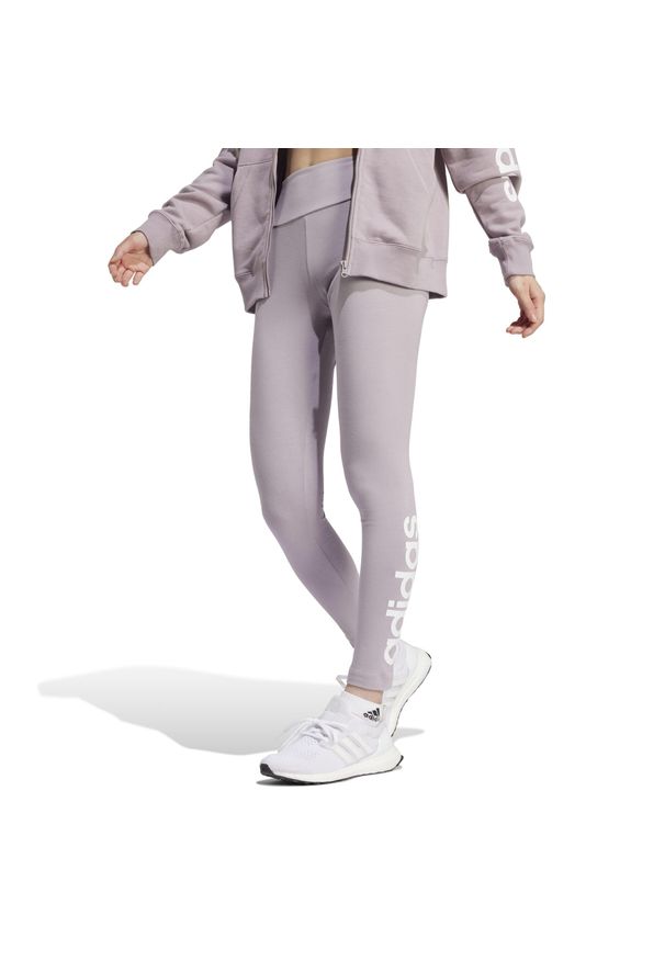 Adidas - Legginsy fitness damskie ADIDAS. Kolor: biały, wielokolorowy, różowy. Materiał: bawełna, materiał, elastan. Sport: fitness
