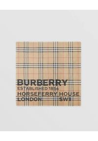 Burberry - BURBERRY - Szalik z nadrukami. Kolor: beżowy. Materiał: jedwab, wełna. Wzór: nadruk. Styl: vintage