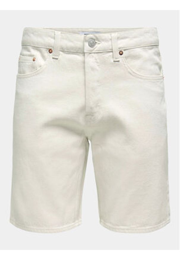 Only & Sons Szorty jeansowe Edge 22026558 Écru Regular Fit. Materiał: bawełna