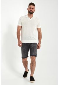Karl Lagerfeld - Polo męskie z dzianiny ażurowej KARL LAGERFELD. Typ kołnierza: polo. Materiał: dzianina. Wzór: ażurowy