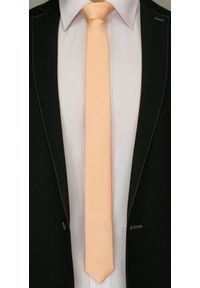 Jednokolorowy Krawat Męski, Śledź - 5 cm - Angelo di Monti, Brzoskwiniowy. Kolor: pomarańczowy #2