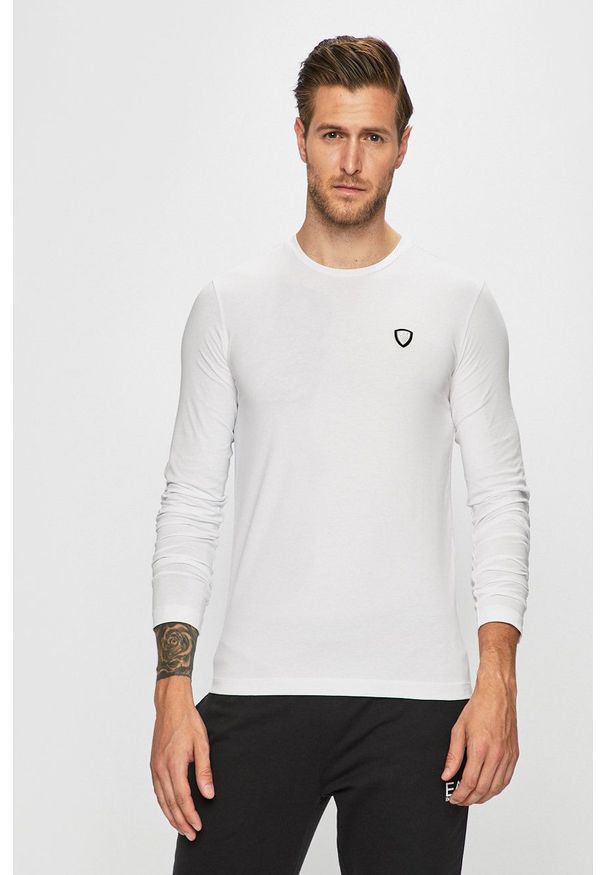 EA7 Emporio Armani - Longsleeve. Okazja: na co dzień. Kolor: biały. Materiał: dzianina. Długość rękawa: długi rękaw. Styl: casual