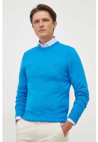 TOMMY HILFIGER - Tommy Hilfiger sweter z domieszką kaszmiru kolor niebieski lekki. Kolor: niebieski. Materiał: kaszmir. Styl: klasyczny #4