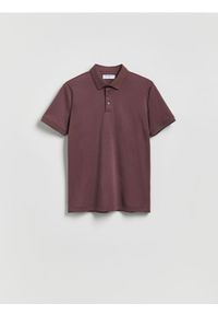 Reserved - Bawełniana koszulka polo slim - bordowy. Typ kołnierza: polo. Kolor: czerwony. Materiał: bawełna