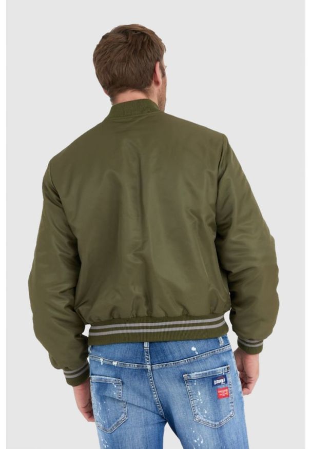 Kenzo - KENZO Zielona kurtka bomberka męska z żółtym logo, Rozmiar S. Kolor: zielony