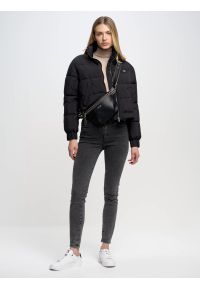 Big-Star - Sweter damski z golfem beżowy Charlinka 801. Okazja: na co dzień. Typ kołnierza: golf. Kolor: beżowy. Materiał: jeans, skóra. Wzór: aplikacja. Styl: klasyczny, casual, wizytowy #6