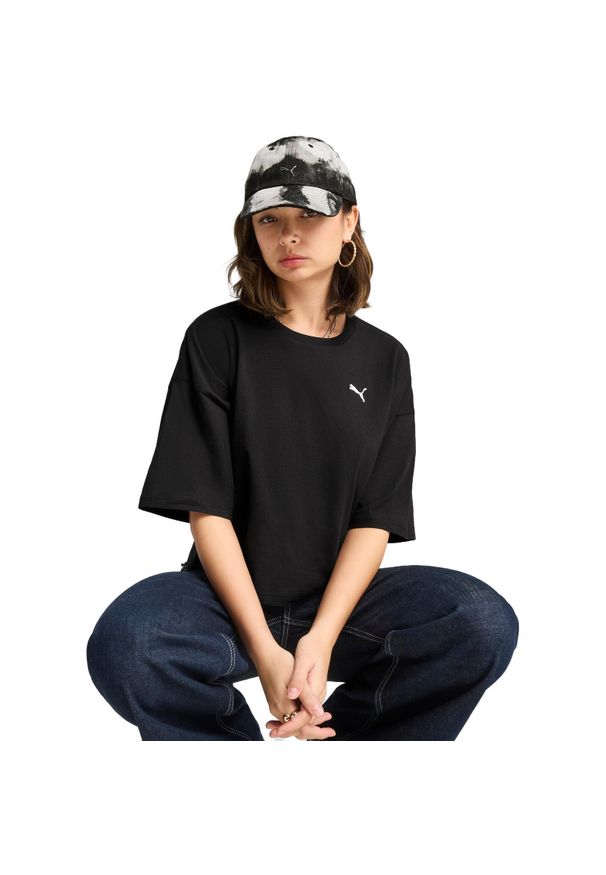 Koszulka Puma Wardrobe Ess Oversized Short Tee Bl, Kobiety. Kolor: czarny. Materiał: bawełna, materiał