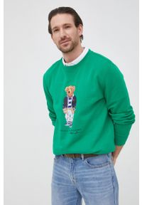 Polo Ralph Lauren bluza 710853308007 męska kolor zielony z nadrukiem. Okazja: na co dzień. Typ kołnierza: polo. Kolor: zielony. Wzór: nadruk. Styl: casual #3
