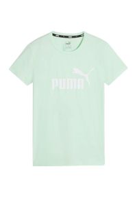 Puma - T-shirt Damski Logo Essential. Kolor: zielony