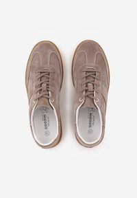 Renee - Ciemnobeżowe Zamszowe Sneakersy z Wkładką ze Skóry Naturalnej w Stylu Tenisówek Adredine. Okazja: na co dzień. Kolor: brązowy. Materiał: zamsz, skóra #7