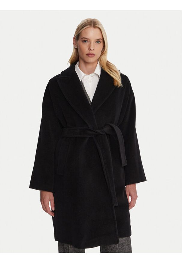 Marella Płaszcz wełniany Scherzo 2523016102 Czarny Regular Fit. Kolor: czarny. Materiał: wełna