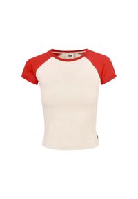 Urban Classics - Damska Koszulka Z Krótkim Rękawem W Stylu Retro. Kolor: różowy, czerwony, wielokolorowy, biały. Długość rękawa: krótki rękaw. Długość: krótkie. Sport: turystyka piesza #1