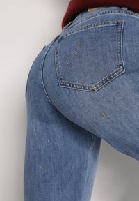 Born2be - Niebieskie Szerokie Jeansy z Wysokim Stanem i Błyszczącymi Aplikacjami Glysera. Stan: podwyższony. Kolor: niebieski. Wzór: aplikacja. Styl: klasyczny, elegancki #8