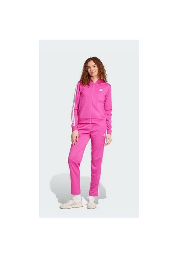 Adidas - Dres Essentials 3-Stripes Rozmiar L Różowy - JD5436. Kolor: różowy. Materiał: dresówka. Wzór: paski. Sport: fitness