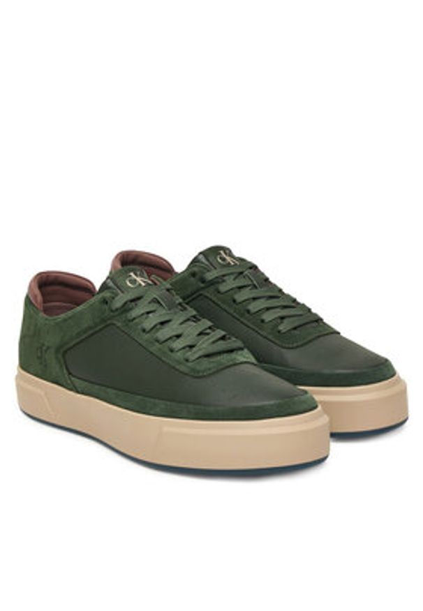 Calvin Klein Sneakersy Basket Cupsole Laceup Lth-Nu YM0YM01354 Zielony. Kolor: zielony. Materiał: zamsz, skóra
