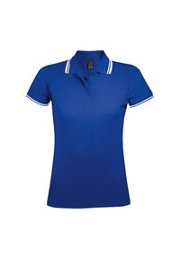 SOL'S - Damska Koszulka Polo Pasadena. Typ kołnierza: polo. Kolor: biały, wielokolorowy, niebieski
