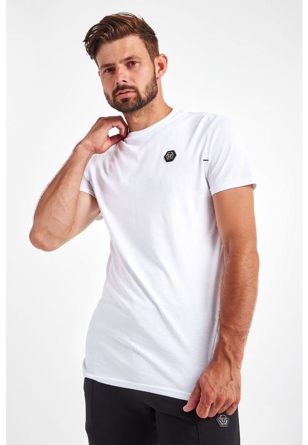 Philipp Plein - T-SHIRT PHILIPP PLEIN. Materiał: bawełna, skóra. Długość rękawa: krótki rękaw. Długość: krótkie. Wzór: aplikacja