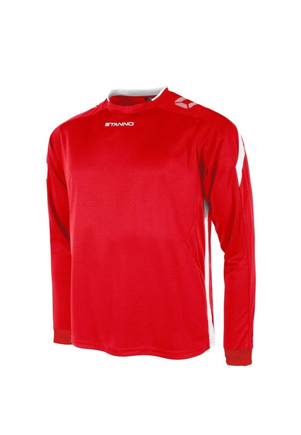 STANNO - Dziecięcy dżersej z długim rękawem Stanno Drive Match. Kolor: wielokolorowy, biały, czerwony. Materiał: jersey. Długość rękawa: długi rękaw. Długość: długie