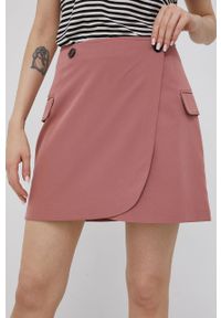 only - Only spódnica kolor różowy mini rozkloszowana. Kolor: różowy. Materiał: tkanina. Wzór: gładki #5