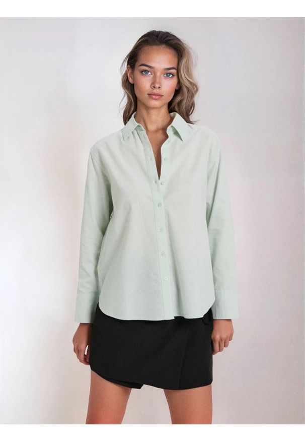 Sinsay - Bawełniana koszula oxford - zielony. Kolor: zielony. Materiał: bawełna