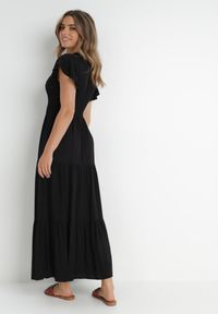 Born2be - Czarna Sukienka z Wiskozy Heeny. Okazja: na randkę, na co dzień. Kolor: czarny. Materiał: wiskoza. Wzór: aplikacja, gładki. Sezon: lato. Styl: casual. Długość: maxi #3