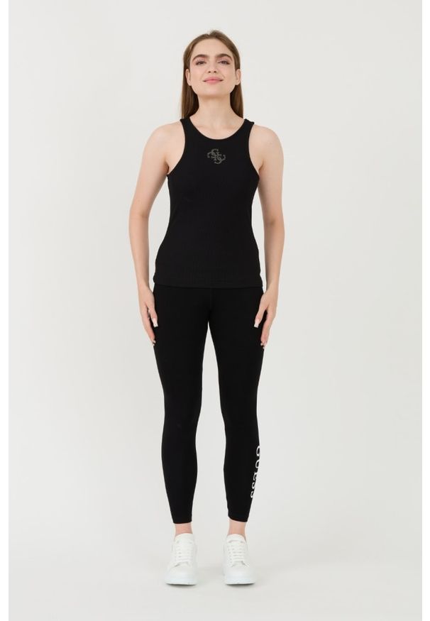 Guess - GUESS Czarny damski top Round Nk Guendalina, Rozmiar S. Kolor: czarny