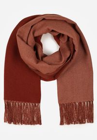 Born2be - Bordowy Klasyczny Szalik z Bawełny i Wiskozy z Frędzlami Vetilisa. Kolor: czerwony. Materiał: bawełna, wiskoza. Styl: klasyczny #2