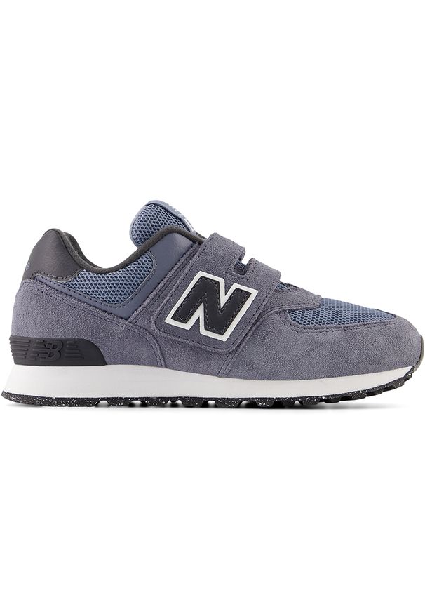 Buty dziecięce New Balance PV574GGE – szare. Okazja: na uczelnię, na co dzień. Zapięcie: rzepy. Kolor: szary. Materiał: materiał, syntetyk, guma. Szerokość cholewki: normalna. Model: New Balance 574. Sport: turystyka piesza