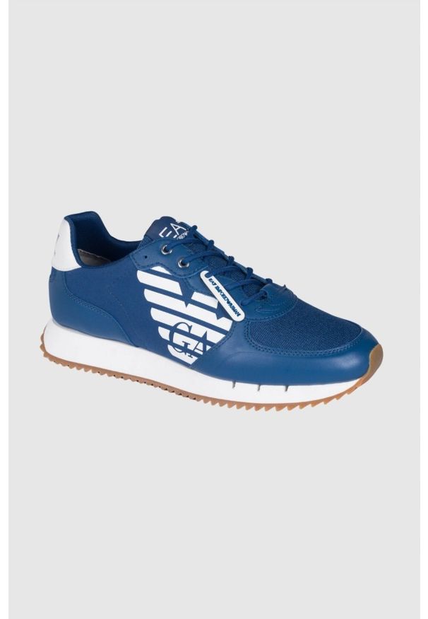 EA7 Emporio Armani - EA7 Niebieskie sneakersy z białą podeszwą, Rozmiar 45 1/3. Kolor: niebieski