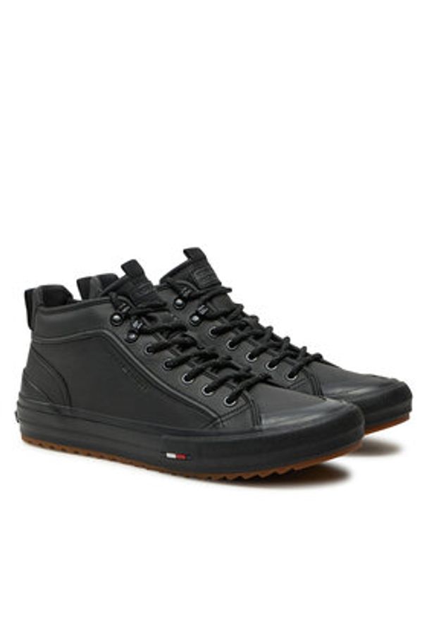TOMMY HILFIGER - Tommy Hilfiger Sneakersy Th Hi Vulc Cleat Lth FM0FM05313 Czarny. Kolor: czarny. Materiał: skóra