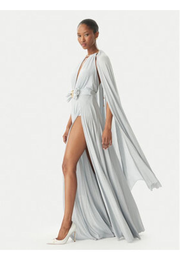 Elisabetta Franchi Sukienka wieczorowa AB-R13-51E2-V860 Srebrny Regular Fit. Kolor: srebrny. Materiał: wiskoza. Styl: wizytowy