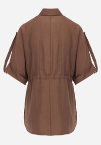 Renee - Brązowa Koszula Typu Nietoperz Utility z Lnem i Wiskozą z Wiązaniem w Talii Fyserynore. Kolor: brązowy. Materiał: wiskoza, len. Sezon: lato #2