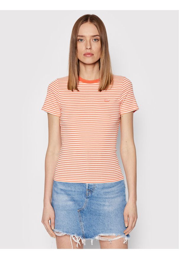 Levi's® T-Shirt Ribbed Baby 37697-0039 Pomarańczowy Slim Fit. Kolor: pomarańczowy. Materiał: bawełna