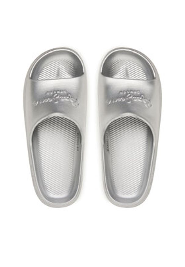 Pepe Jeans Klapki Beach Slidemet PLS70165 Srebrny. Kolor: srebrny