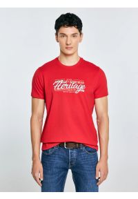 Big-Star - Koszulka męska z nadrukiem czerwona Keren 603. Kolor: czerwony. Materiał: bawełna. Wzór: nadruk #1