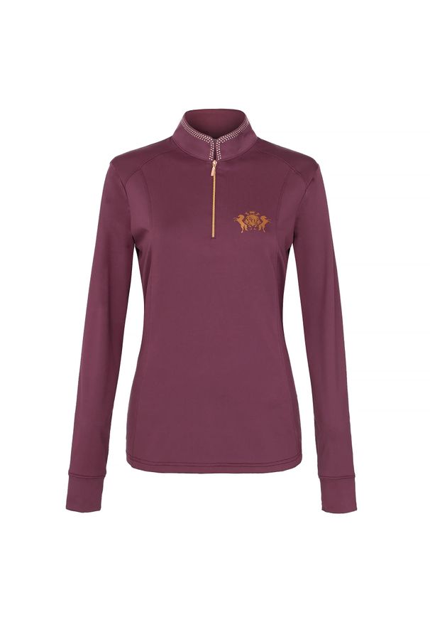 Koszulka jeździecka damska EQUESTRIAN QUEEN Mackenzie2.0 25AW długi rękaw. Kolor: czerwony, wielokolorowy, brązowy. Długość rękawa: długi rękaw. Długość: długie. Sezon: zima