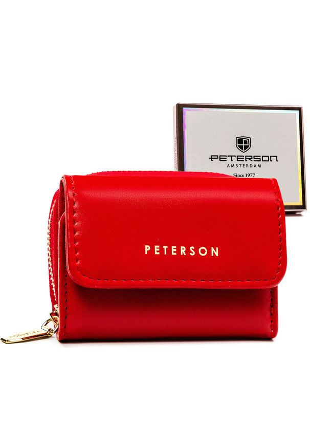 Portfel damski Peterson PTN 011-JI czerwony. Kolor: czerwony. Materiał: skóra ekologiczna