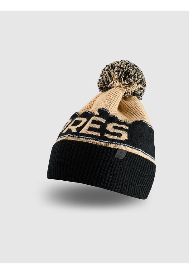 4f - 4F Czapka zimowa z dodatkiem wełny męska - beżowa L. Kolor: beżowy. Materiał: wełna. Sezon: zima. Styl: casual, klasyczny