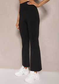 Renee - Czarne Legginsy High Waist o Fasonie Flare Nallirea. Okazja: na co dzień. Stan: podwyższony. Kolor: czarny. Styl: casual, elegancki #3