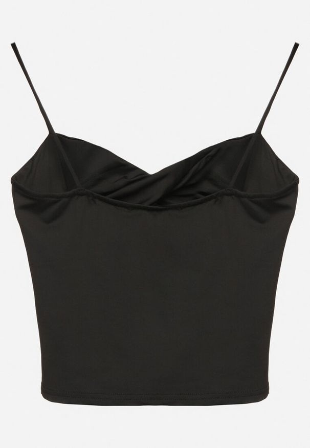 Born2be - Czarny Top z Wiskozą Marszczeniem i Usztywnionymi Miseczkami Meraliana. Okazja: na co dzień. Kolor: czarny. Materiał: wiskoza. Sezon: lato. Styl: sportowy, casual