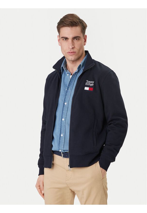 TOMMY HILFIGER - Tommy Hilfiger Bluza Embro MW0MW42466 Granatowy Regular Fit. Kolor: niebieski. Materiał: syntetyk, bawełna
