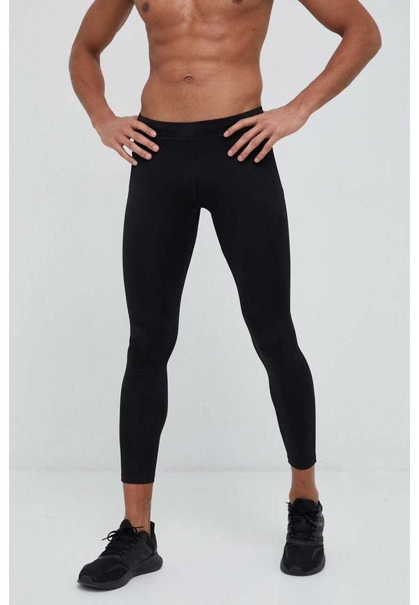 4f - 4F legginsy treningowe kolor czarny gładkie. Kolor: czarny. Materiał: skóra, materiał. Wzór: gładki